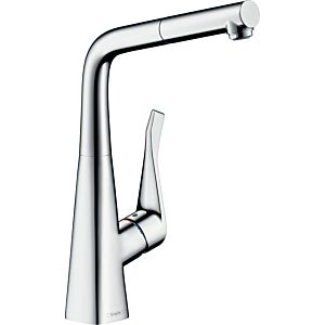 hansgrohe Metris single-lever sink mixer 73828000 with pull-out spout, 1jet, sBox, chrome