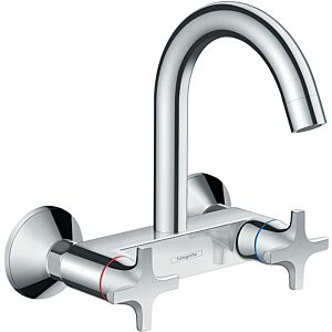 hansgrohe Logis 2-handle sink mixer 71284000 wall mounting, highspout spout, 1jet, chrome