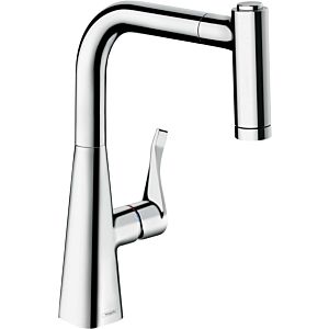 hansgrohe Metris single-lever sink mixer 73823000 with pull-out spray, 2jet, sBox, chrome