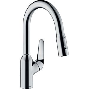 hansgrohe Focus single lever sink mixer 71862000 with pull-out spray, 2jet, chrome