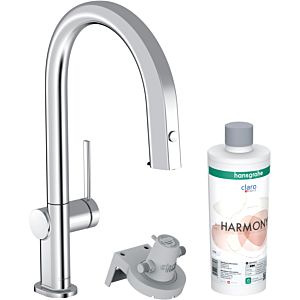 hansgrohe Aqittura M91 kitchen faucet 76800000 with pull-out spout, 1jet, sBox, starter set, chrome