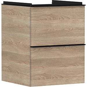 hansgrohe Xelu Q vanity unit 54021670 480x605x475mm, for hand washbasin, 2 drawers, natural oak, matt black