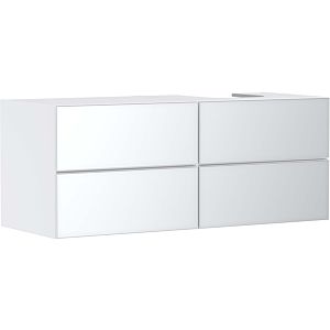 hansgrohe Xevolos E meuble sous-vasque 54239320 1370x555x550mm, 4 tiroirs, droite, blanc mat, blanc métallique