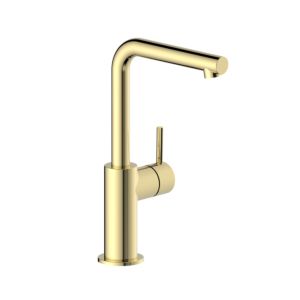 Herzbach Siro L-Size basin mixer 30.120333.1.03 handle on the side, without drain fitting, gold