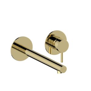 Herzbach Siro wall-mounted washbasin fitting 30.120957.1.03 gold, concealed fitting, projection 240mm