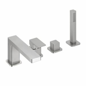 Herzbach Ceo final assembly set 36.220250.1.14 four-hole bath fitting, stainless steel finish
