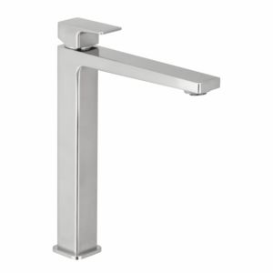 Herzbach Ceo single-lever basin mixer 36.220320.2.14 XL size, with raised shaft, without waste set, stainless steel finish