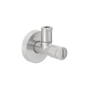 Herzbach angle valve 36.954780.1.14 with rosette d= 55mm, stainless steel finish