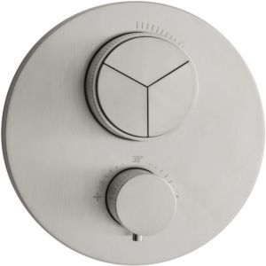 Herzbach Design iX thermostat 17.803055.1.09 brushed stainless steel, flush-mounted, d= 150mm, for 3 consumers