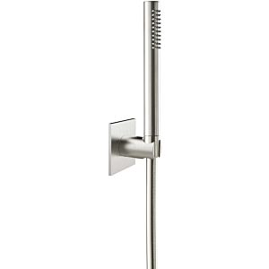 Herzbach Design iX bath set 17.914000.2.09 1250 mm, rosette 70x70mm, with hand shower, brushed stainless steel