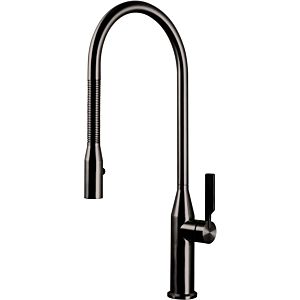 Herzbach Living single-lever sink mixer 21.136300.1.40 spiral spring spout, swivelling, black steel