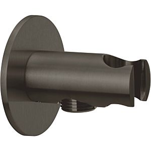 coude de raccordement de douche Herzbach Design iX PVD 2000 .40 Black Steel, rosace d = 70mm, avec porte-cône