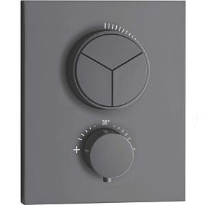 Herzbach Deep Grey Fertigmontageset 23.803055.2.06 für 3 Verbraucher, Unterputz-Thermostat, grau matt