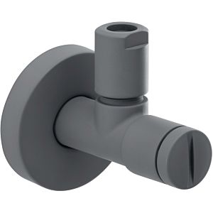 Herzbach Deep Gray design angle valve 23.954780.1.06 with rosette d= 60mm, wall connection 1/2&quot;, gray matt