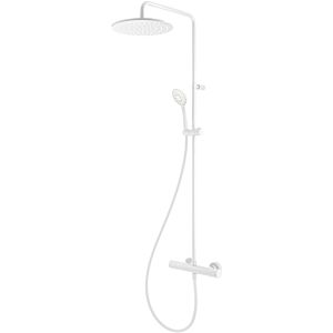 Herzbach Deep White shower column 23.988525.1.07 matt grey, with exposed shower thermostat and hand shower