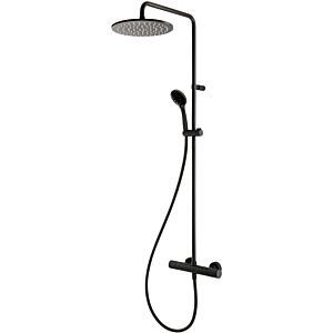 Herzbach Deep Black shower column 23.988525.1.12 with exposed shower thermostat and hand shower, matt black