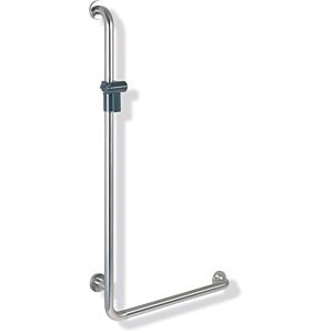 Hewi 805 angled handle 805.33.220R92 length 1250 mm, shower holder anthracite, right-hand version, Stainless Steel brushed