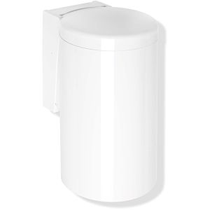 Hewi 477 waste bin 477.05.30099 pure white, with hinged lid, knee actuation