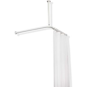 Hewi 801 curtain rod 801.34.106299 1000 x 1000 mm, 20 curtain rings, pure white, with ceiling suspension and shower curtain