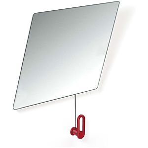Hewi tilting mirror 801.01.10033 600x540x6mm, with Halter / handle, rubinrot