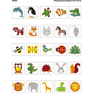 Hewi pictograms 33.1770D series animals, not self-adhesive, multi-colored
