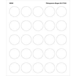 Hewi pictograms 33.1772E blank version, white, self-adhesive, d = 40mm