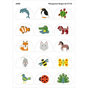Hewi pictogrammes 33.1771D série animaux, autocollant, multicolore