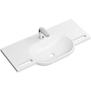 Hewi set de lavabo en fonte minérale 950.19.013 avec électronique mitigeur lavabo AQ1.12S20040, avec trou pour robinetterie, sans trop-plein, blanc