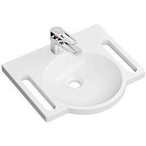 Hewi set de lavabo en fonte minérale 950.19.023 45x40cm, blanc , avec mitigeur lavabo AQ1.12M10340