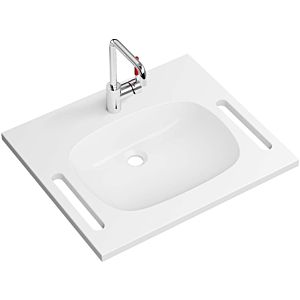 Hewi M40 lavabo en fonte minérale 950.19.04098 65x55cm, avec mitigeur lavabo AQ1.12M10640, blanc signal