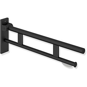 Hewi System 900 support bar 900.50.16560DC projection 850 mm, Stainless Steel powder-coated black deep matt, WC paper holder