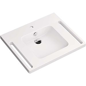 Hewi mineral cast washbasin 950.11.141 65 x 55 cm, square mold, with tap hole and overflow, white