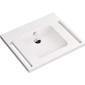 Hewi mineral cast washbasin 950.11.140 65 x 55 cm, square mold, without tap hole with overflow, white