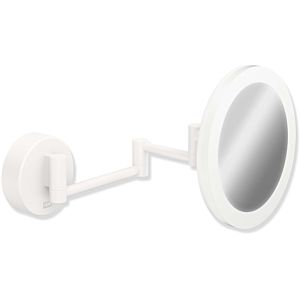 Hewi LED Miroirs cosmétiques 950.01.26002 d= 200mm, 5x, beleuchtet , mat blanc revêtu