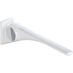 Hewi 802 LifeSystem folding support rail 802.50.40160SD 600, white high-gloss/matt white, with plate, chrome-plated