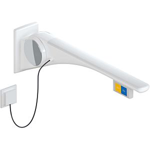 Hewi 802 LifeSystem support arm 802.50.42960SD 700, white high gloss/matt white, flush actuation, function button, left