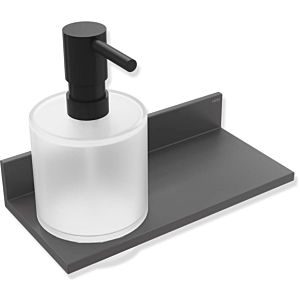 Hewi System 900 Q shelf 900Q03.00260SC powder-coated dark gray pearl mica deep matt, with soap/disinfectant dispenser