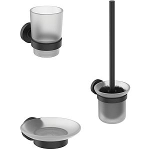Ideal Standard IOM Accessoires Paket A9245XG Silk Black, WC Bürste, Mundglas, Seifenschale