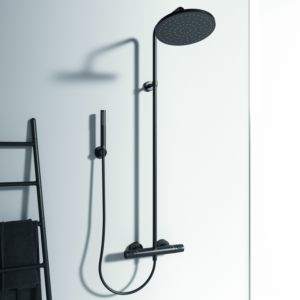Ideal Standard Ceratherm T25 shower system BC748XG Silk Black, with exposed thermostat