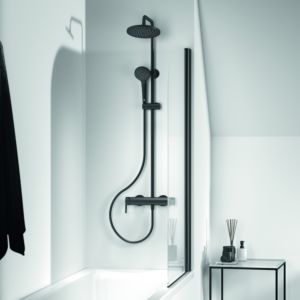 Ideal Standard Cerafine O shower system BC750XG with single lever shower mixer, hand shower, silk black