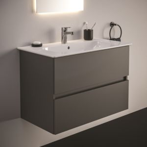 Ideal Standard Eurovit Plus washbasin furniture package R0574TI with base cabinet, high-gloss gray, 80cm