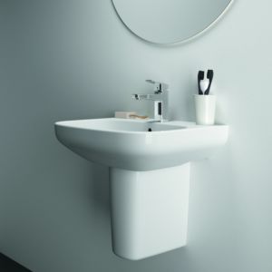 Ideal Standard i.life A lavabo T451101 avec trou pour robinetterie,  avec trop-plein, 60 x 48 x 18 cm, blanc