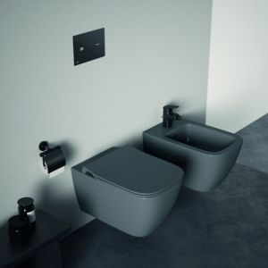 WC suspendu i.life B Ideal Standard T461458 gris, sans rebord, à fond creux