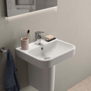 Ideal Standard i.life B Handwaschbecken T461001 mit Hahnloch und Überlauf, 45 x 38 x 16 cm, weiß