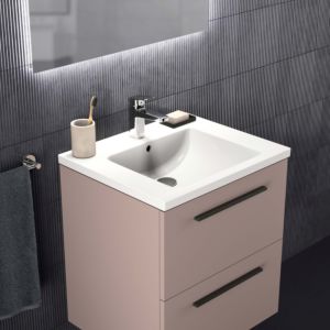 Ideal Standard i.life B meuble double vasque T5270NH 2 tiroirs, 60 x 50,5 x 63 cm, grège mat