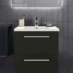 Ideal Standard i.life B meuble double vasque T5270NV 2 tiroirs, 60 x 50,5 x 63 cm, gris carbone mat