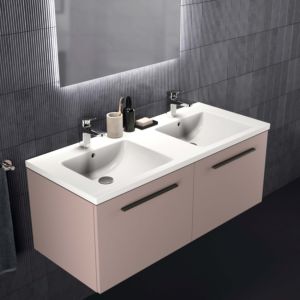 Ideal Standard i.life B meuble double vasque T5277NH 120x50,5x44cm, 2 tiroirs, grège mat