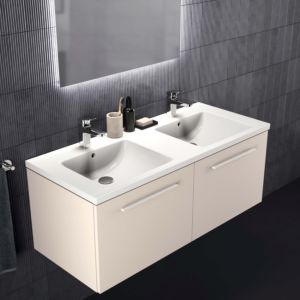 Ideal Standard i.life B meuble double vasque T5277NF 120x50,5x44cm, 2 tiroirs, beige sable mat