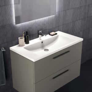 Ideal Standard i.life B furniture double vanity unit T5276NG 2 drawers, 100 x 50.5 x 63 cm, matt quartz grey