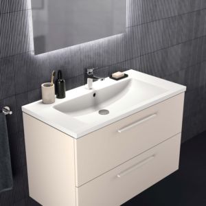 Ideal Standard i.life B meuble double vasque T5276NF 2 tiroirs, 100 x 50,5 x 63 cm, beige sable mat